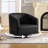 27.6" Wide Upholstered Swivel Barrel Chair with Solid Wood Base-1680354532