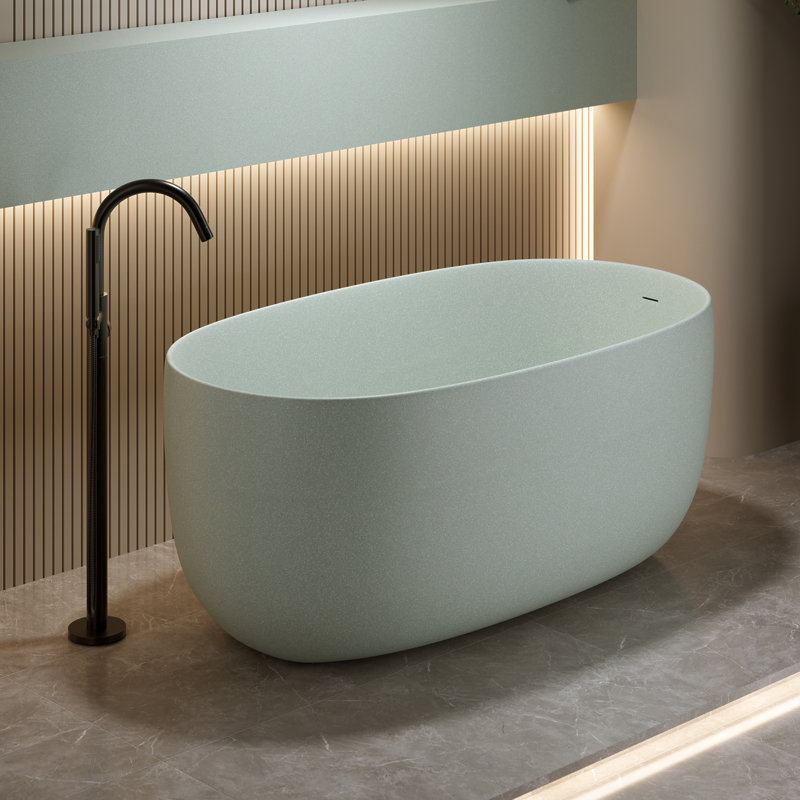 Baignoire de trempage autoportante en résine de 47 po à surface solide avec trop-plein et bonde escamotable 47 po