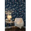 Papier peint floral, oiseaux, amovible, bleu marine-1567494226