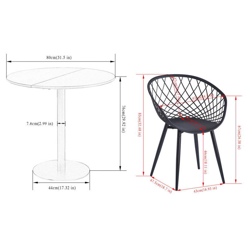 4 - Person Dining Set, Black