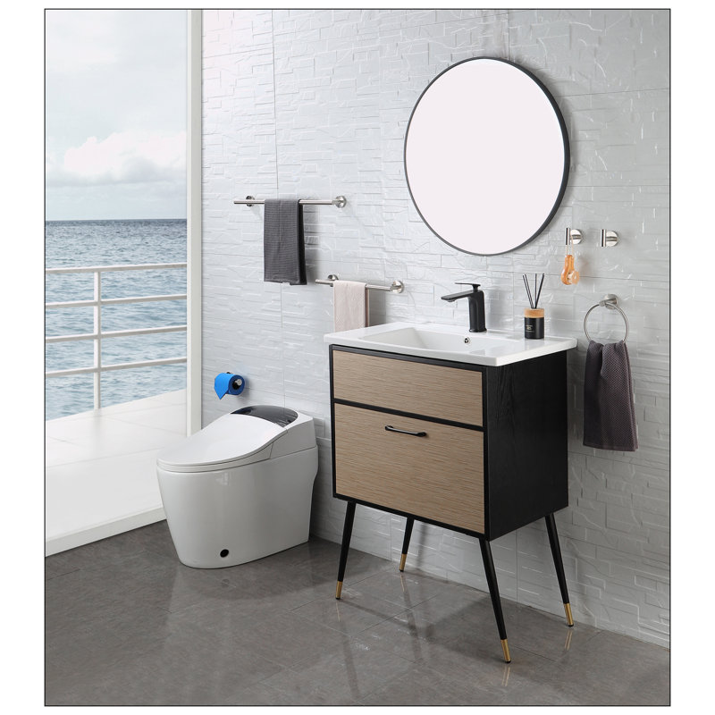 Bathroom Hardware Set, Brushed Nickel, 6.7" H x 23.6" W x 3" D