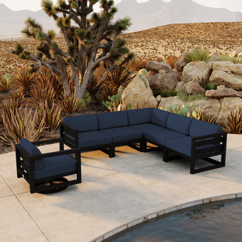 Ensemble modulaire 6 pièces avec pivot Rugiatu, Noir, Spectre indigo Sunbrella®