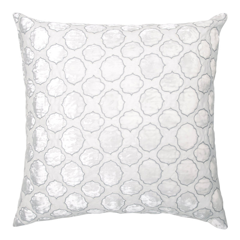 Tile Square Pillow Cover & Insert, White/Gray