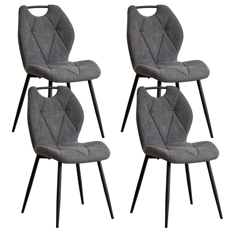Dining Chairs - Contemporary Dining Chair - Comfortable Velvet Dining Chair - Metal Legs, 4 , Grey