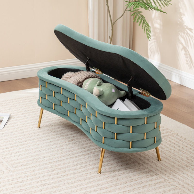 Cristen Upholstered Flip Top Storage Bench, Green