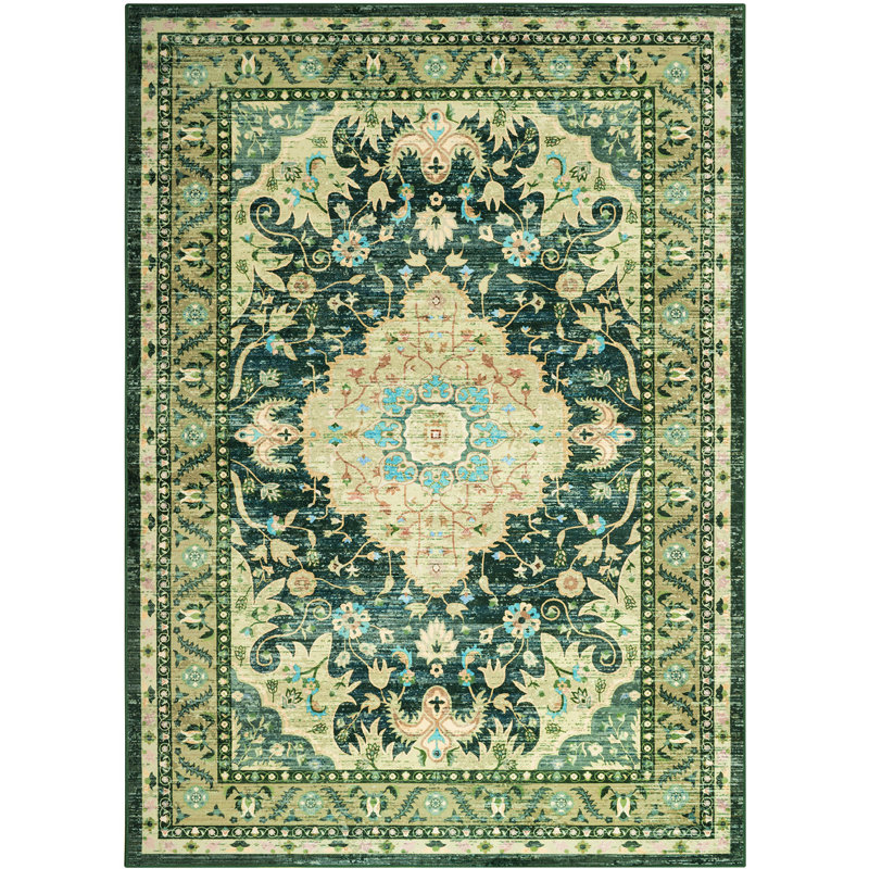 Fillender Large Oriental Floral Living Room Rug Washable Bedroom Rug Non-Slip Colorful Vintage Accent Floor Carpet For Home Decor