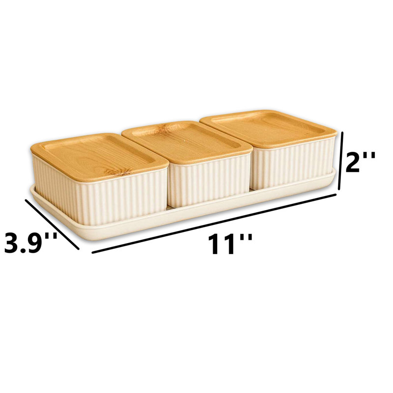 Ensemble de pots avec plateau de service (3 pièces)