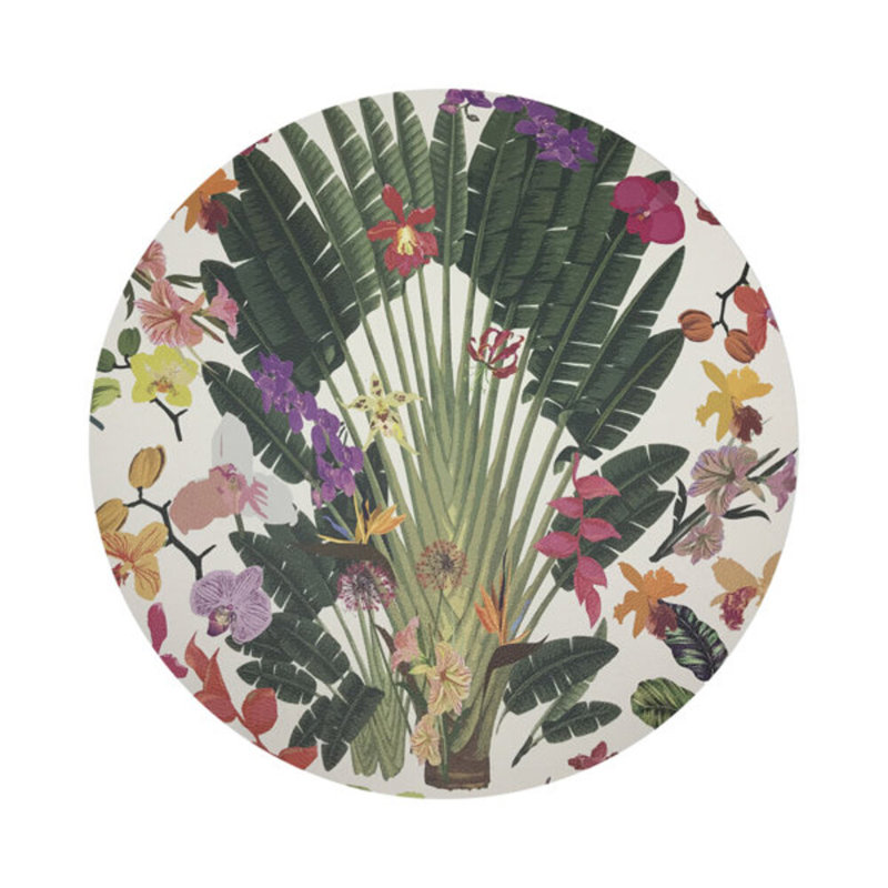 Fantasy Tropical Pebble 16" Vinyl Placemat, White/Green