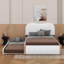 Lit plateforme tapissier simple avec lit gigogne et pieds en bois-1243782393-1243782392