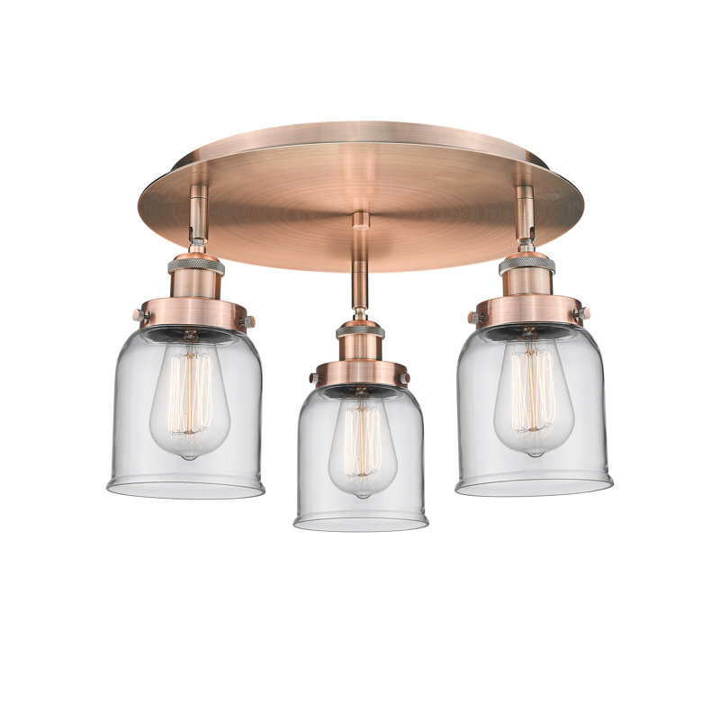 Bejtullah Glass Flush Mount, Clear, Antique Copper