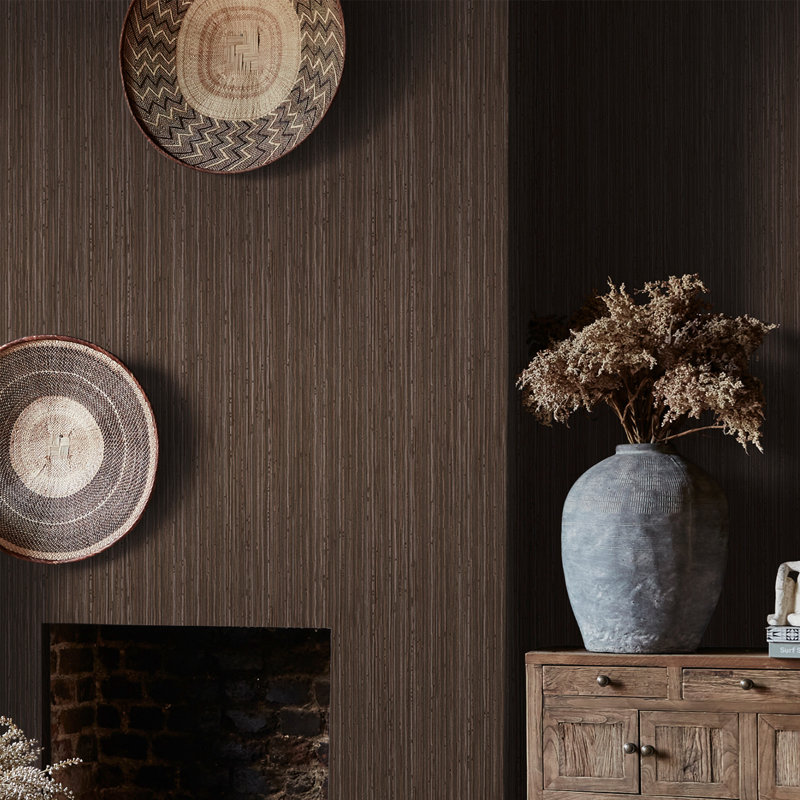 Fibre Stripe Chocolate Wallpaper, Chocolate