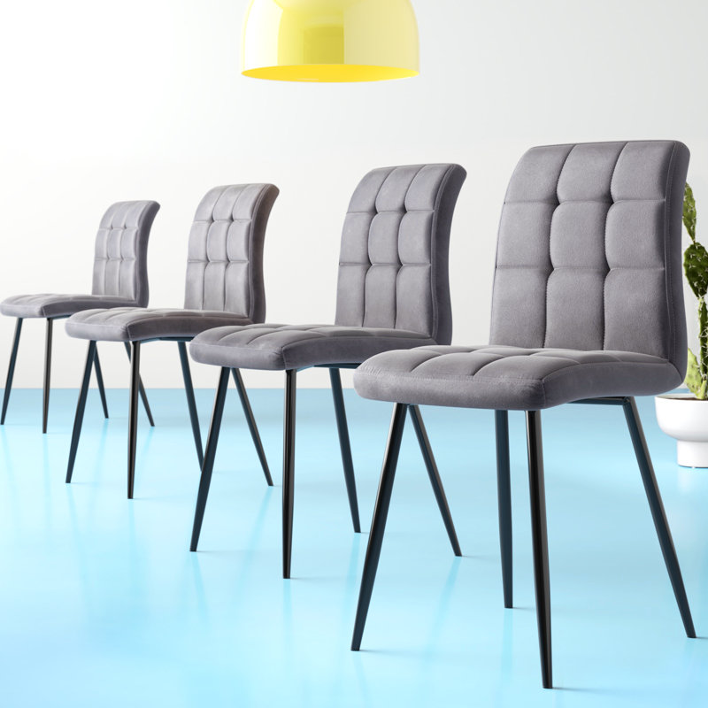 Chaise d'appoint rembourrée en velours Broche, 4, Gris