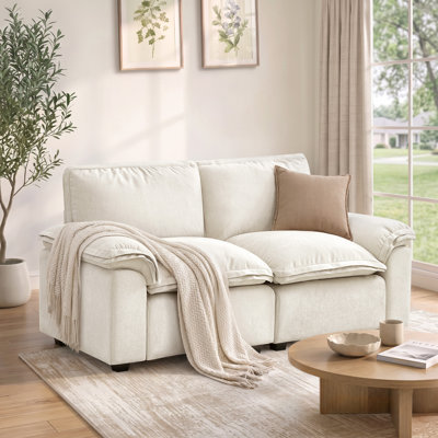72" Chenille Upholstered Cloud Sofa 2-Seater Couch Comfy Loveseat Sofa for Apartment Bedroom Living Room
