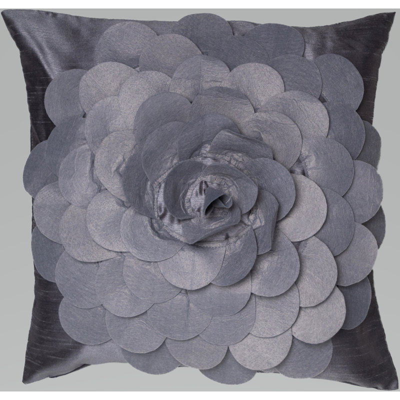 Caseyann Floral Square Throw Pillow Cover, Grey