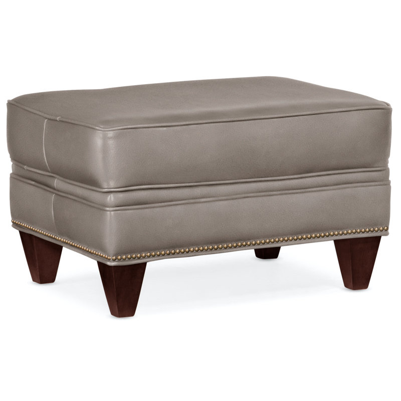 Repose-pieds rectangulaire en cuir véritable de 28,5 po de largeur Reddish, Acajou, Naturel, Cuir véritable Outsider Raven