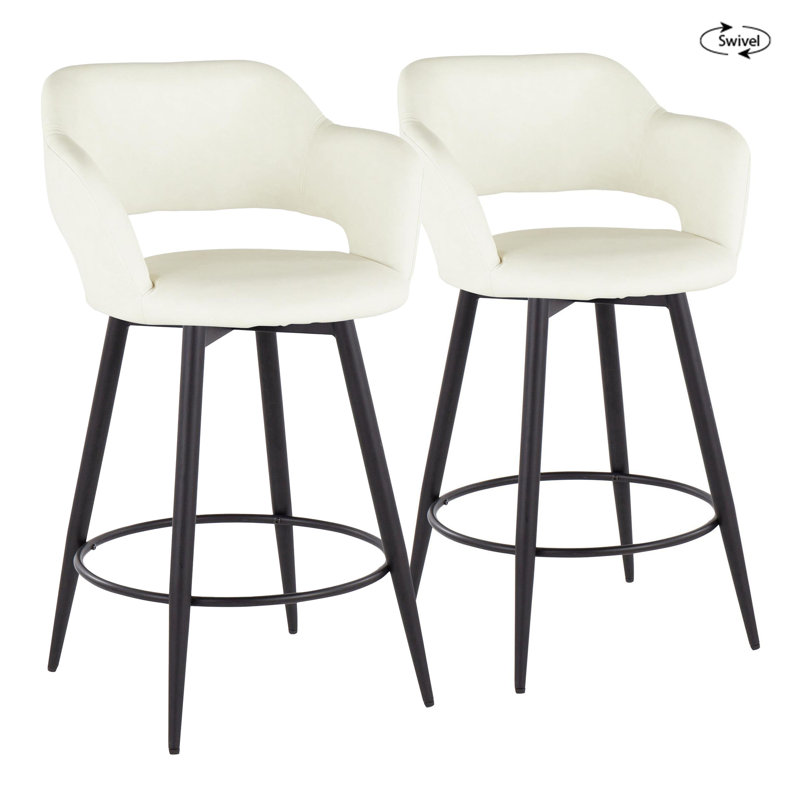 Margarite Fixed-Height Counter Stool - Set Of 2, Cream