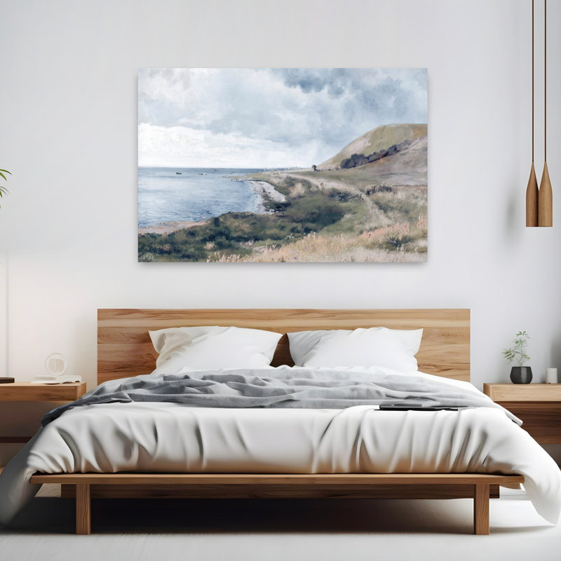 Paysage de bord de mer abstrait, paysage côtier, H 60 po x l 40 po