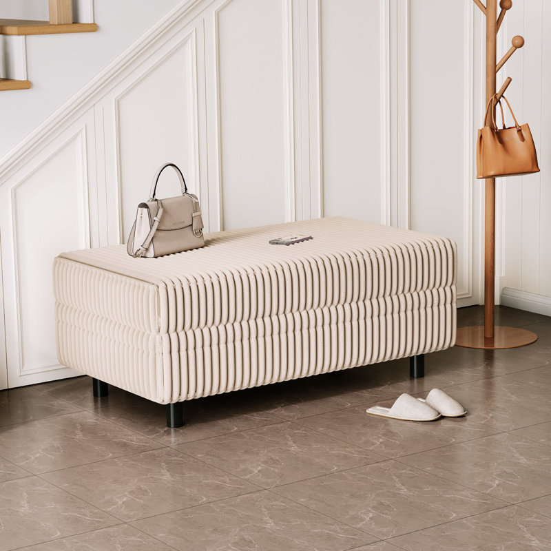 Repose-pieds avec rangement 40,55 po Sherry, Velours côtelé Effie Beige