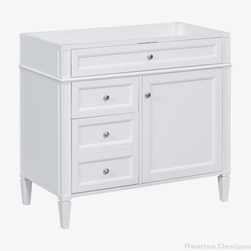 Base de meuble-lavabo simple 35 po seulement, Blanc, Argent