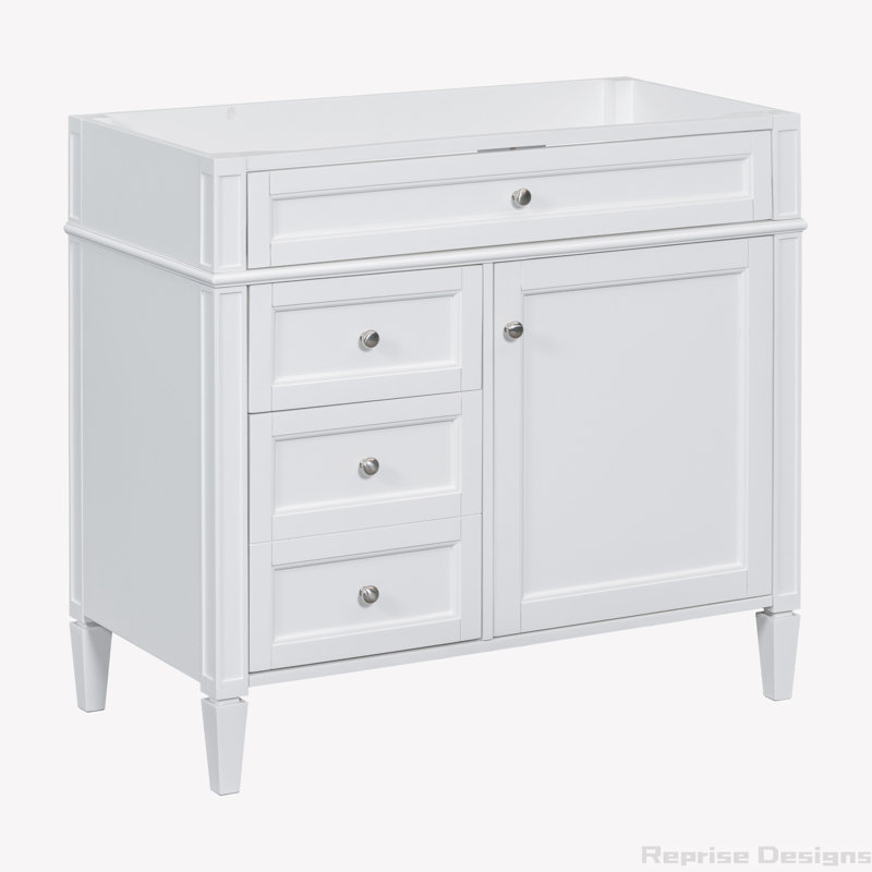 Base de meuble-lavabo simple 35 po seulement, Blanc, Argent
