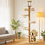 Arbre à chat du sol au plafond avec hauteur réglable (98 à 110 pouces), tour pour chat moderne avec lit en bois et hamac dans un condo en bois, centre d'activité pour chat peu encombrant avec grattoir pour chats d'intérieur