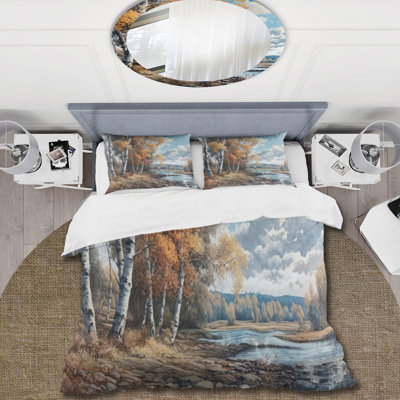 Ensemble de housse de couette en microfibre / polyester Forest And Pond Tranquility II Bedding