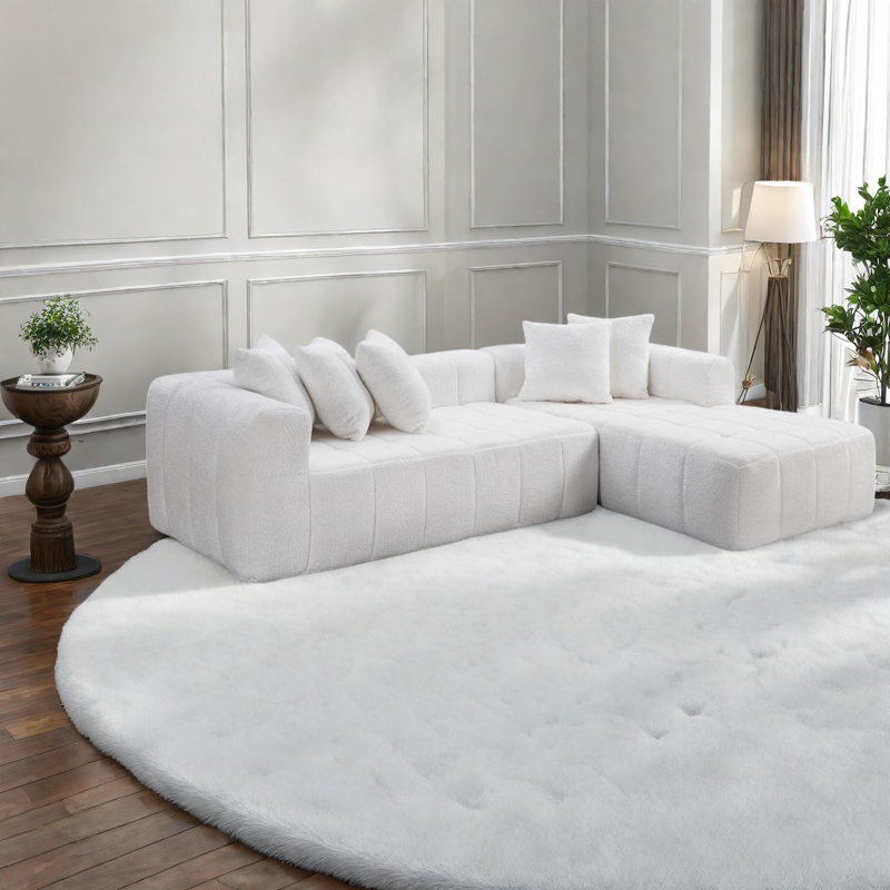 Canapés modulaires modernes avec mousse, forme de L minimaliste, salon