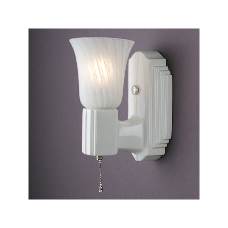 Arvine Armed Sconce, Gloss White, White Frosted Glass, Nickel
