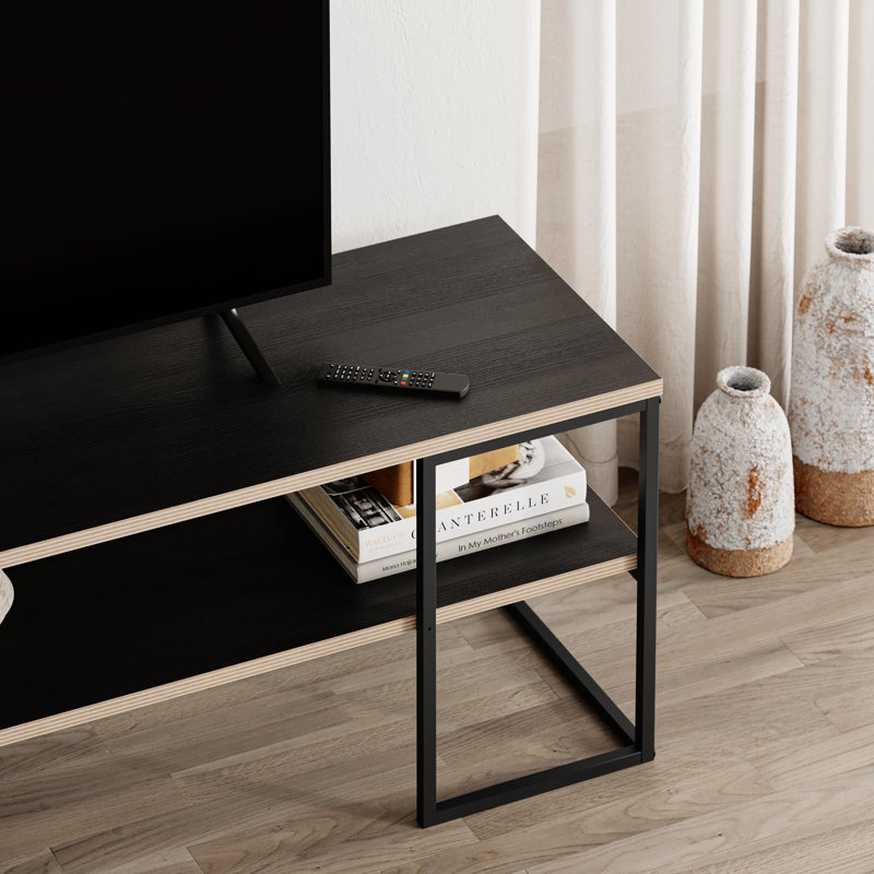 Unfinished TV Stand for TVs up to 55", Black Wood