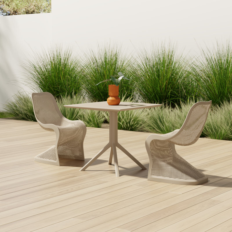 Farrah Patio 3 Piece Bistro Set, Taupe