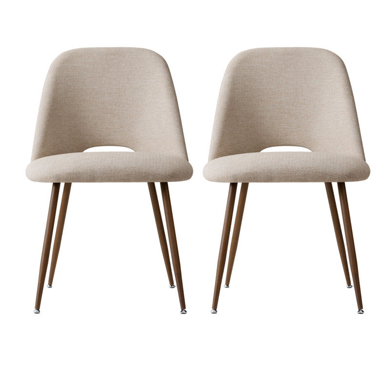 Ensemble de 2 chaises de salle à manger avec dossier ajouré beige, 2, Beige