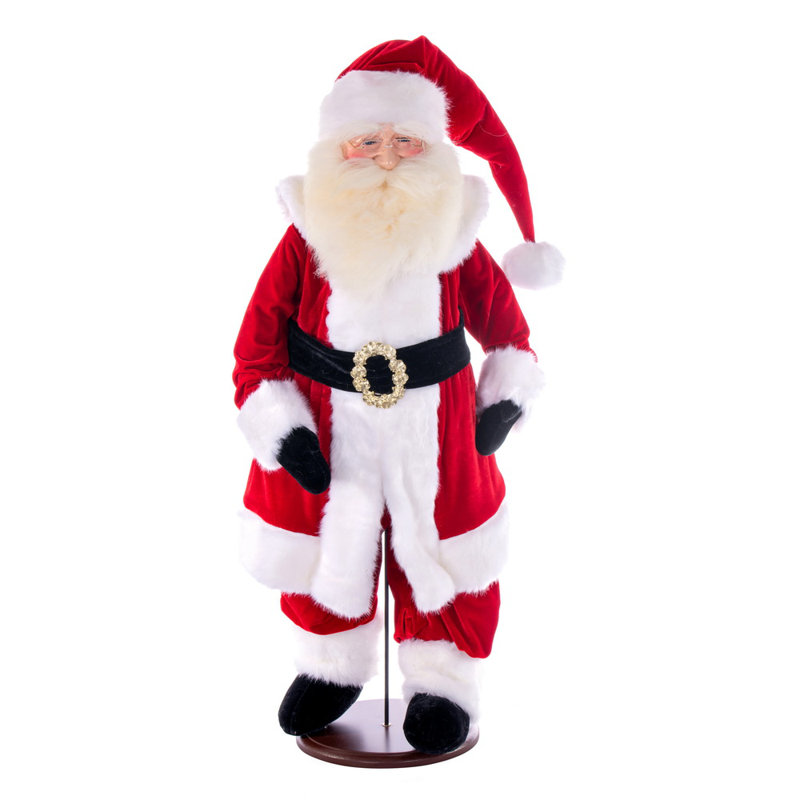 La poupée de père Noël en velours rouge traditionnel 36 po avec support Holiday Aisle®.