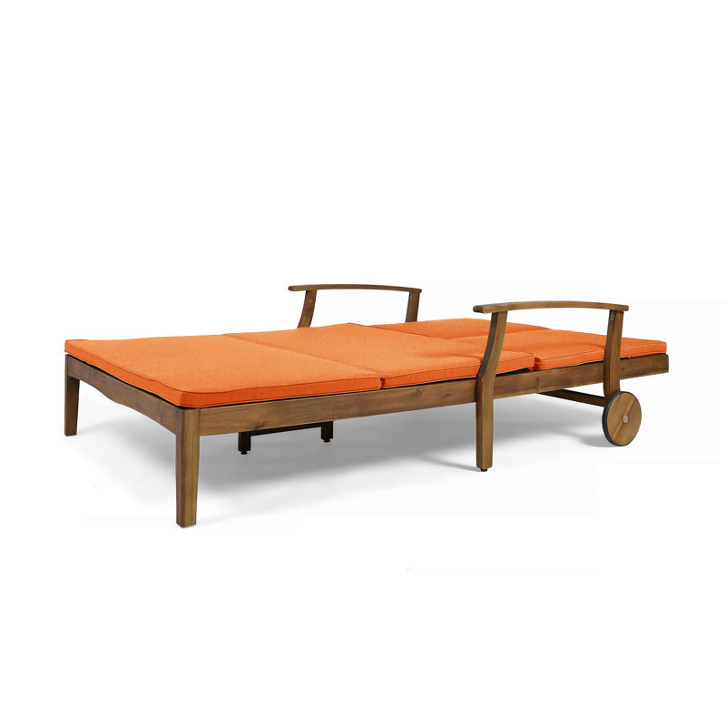 Double chaise longue de patio avec coussin, Orange