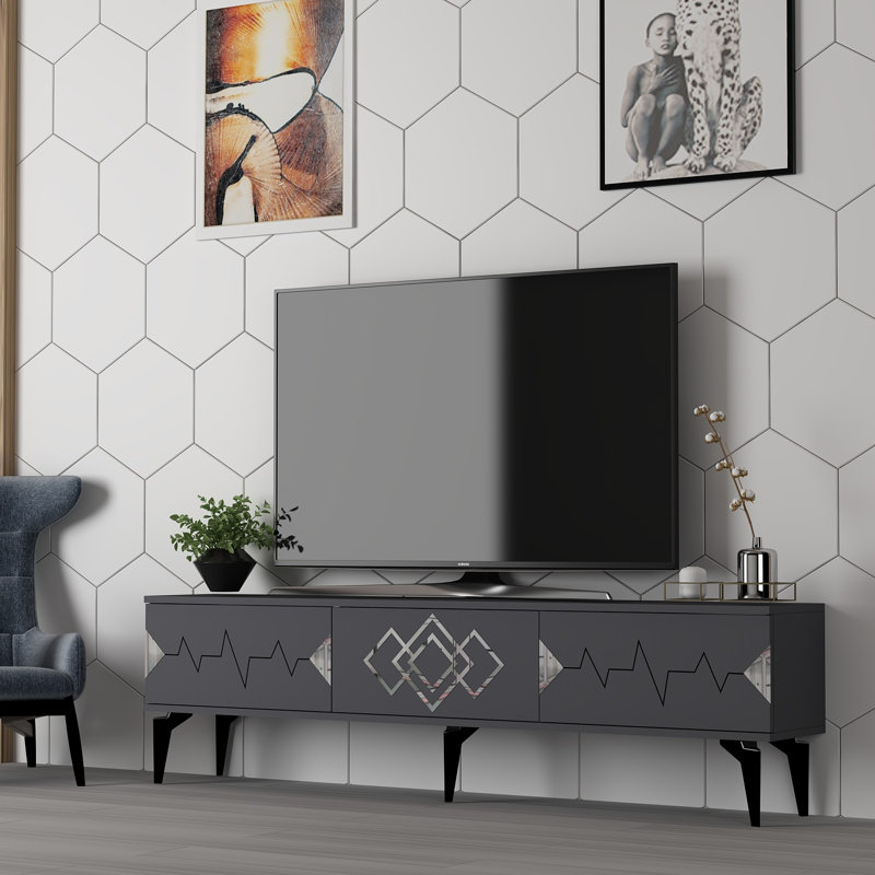 Burkinshaw Unfinished TV Stand for TVs up to 78", Grey/Silver