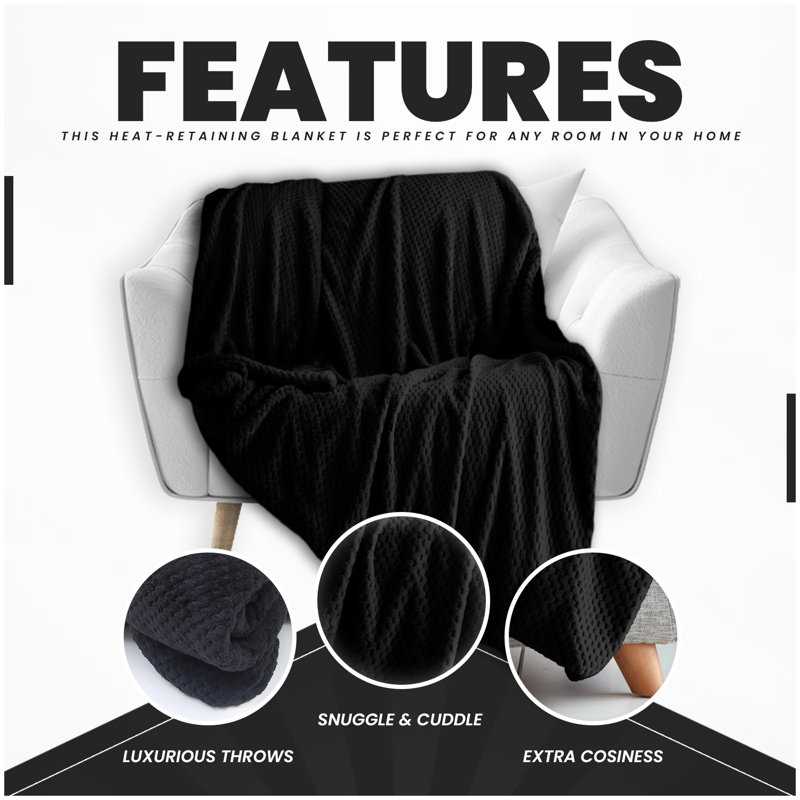 Teddy Popcorn Waffle Throw Blanket Soft Warm Cosy Lightweight Waffle Decorative Blanket for Sofa Couch Bed Bedroom Living Room