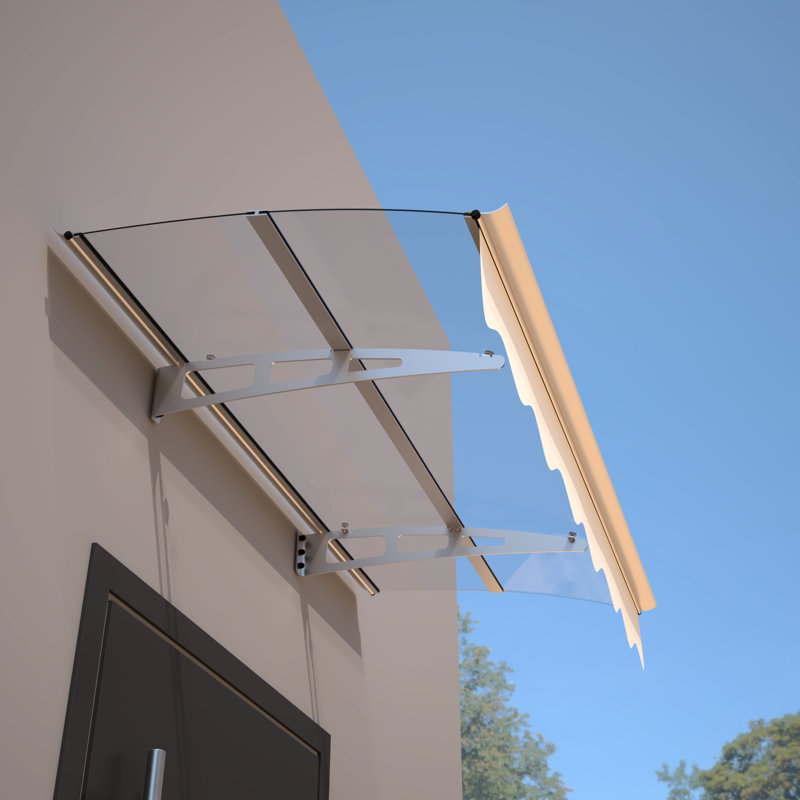Auvent pour fenêtre 59 po x 34 po - Polycarbonate avec cantonnières en aluminium et chaleur et résistance