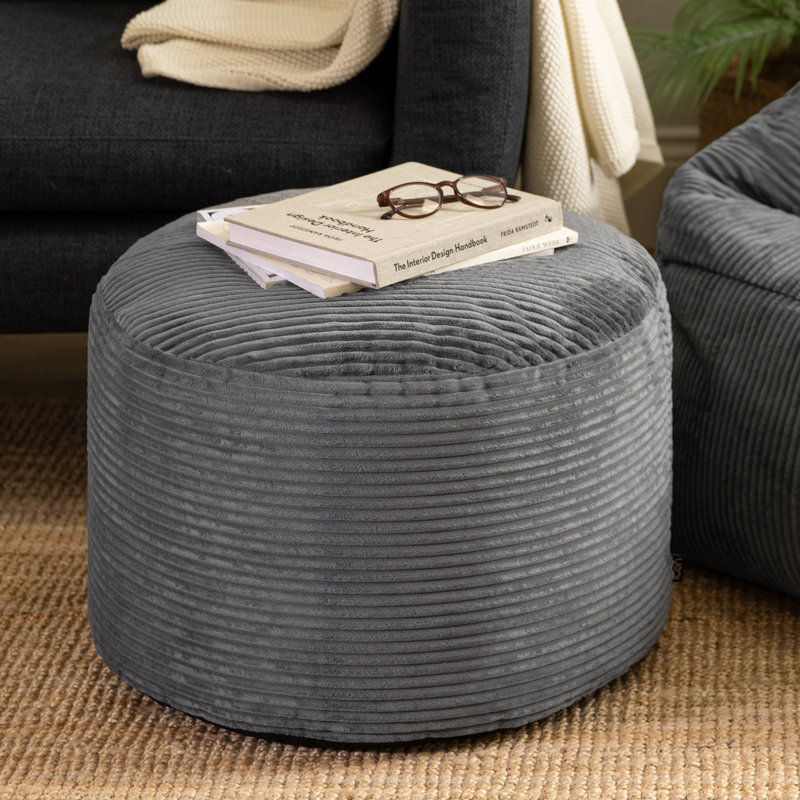 Milano Corduroy Footstool, Charcoal Grey