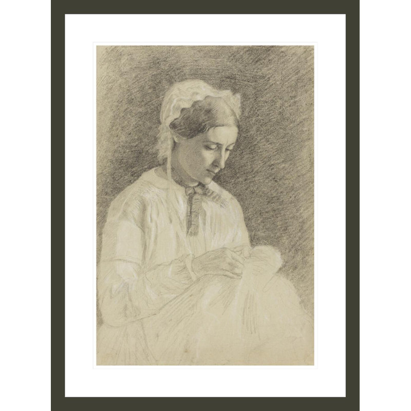 «Woman Embroidering» par Edgar Degas, impression giclée encadrée, H 29,5 po x l 22,16 po