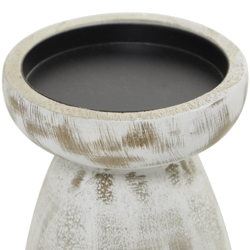 Ensemble de chandeliers de table en bois 3 pièces, Blanc délavé