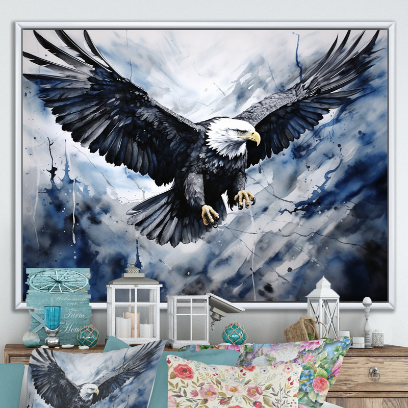 Prismatic Majestic Bold Eagle III sur toile, Cadre flottant blanc, H 16 po x l 32 po x P 1 po