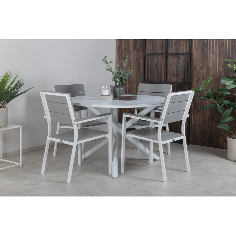 Staudt Dining Set, Grey/White, White, White