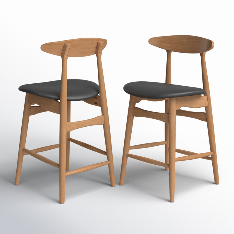 Tabouret de comptoir de 25,21 po de hauteur Medora, Chêne, Noir