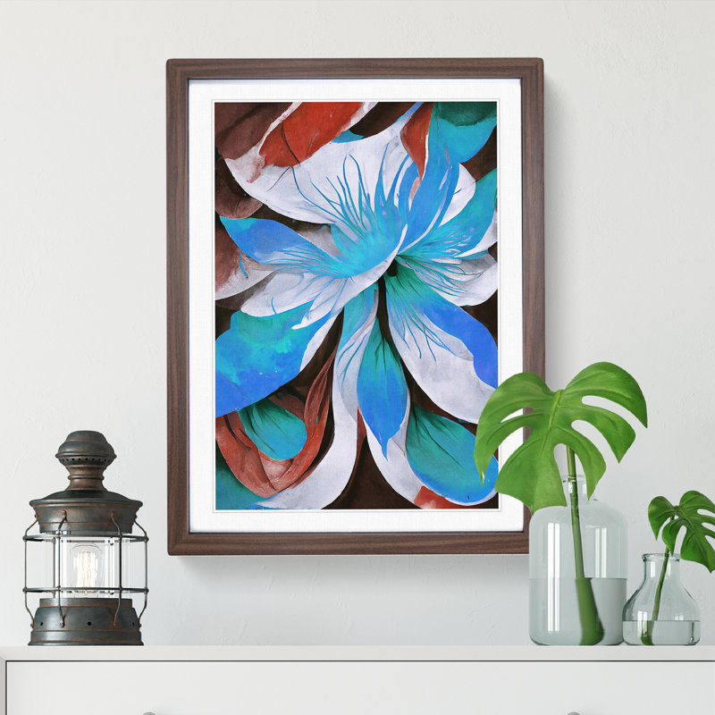 Abstract Flower No.5 - Framed Print, 34cm H x 25cm W x 2cm D, Walnut