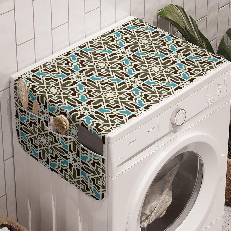 East Urban Home Brown and Blue Washing Machine Organizer Pack of 2 47" x 18.5" Taupe Pale Blue Brown