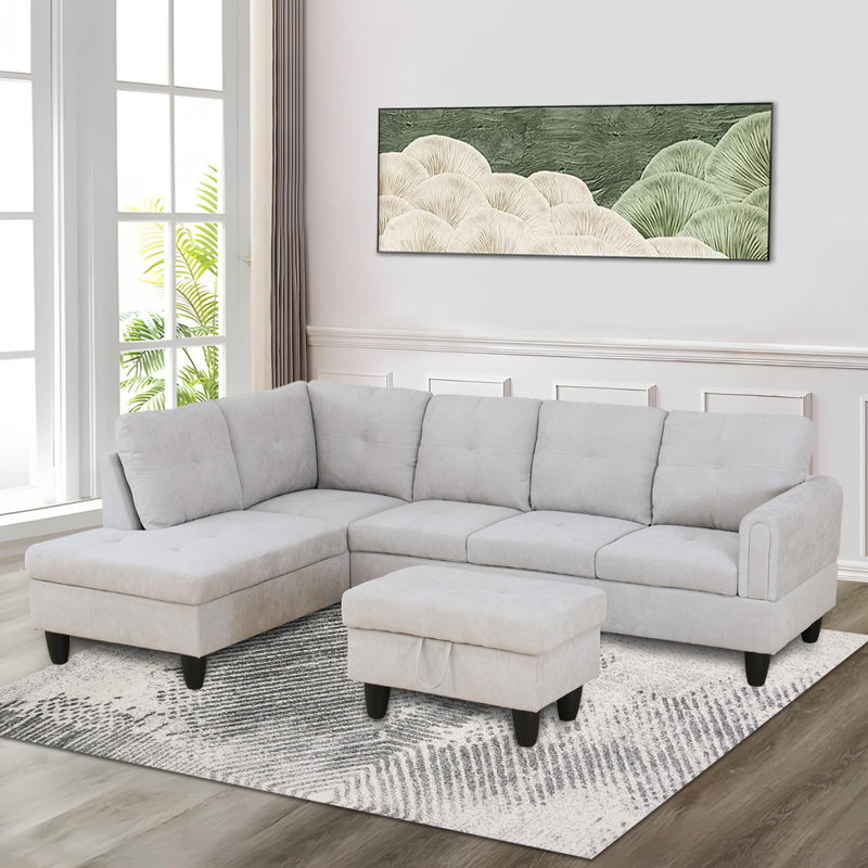 Canapé modulaire 3 pièces en velours côtelé, Orienté à gauche (vu de face)