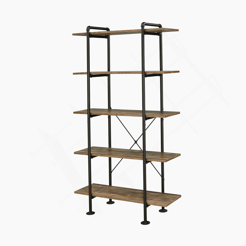 Bookcase In Rustic Oak & Black Finish