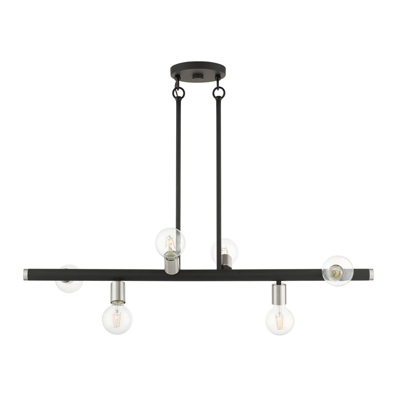 Luminaire suspendu linéaire à 6 lumières pour îlot de cuisine Berinhard, Noir
