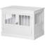 Table de bout pour cage de chien avec portes triples, cage à chien en bois pour l'intérieur, cage à chiot avec tubes en acier, pour petits chiens, blanc