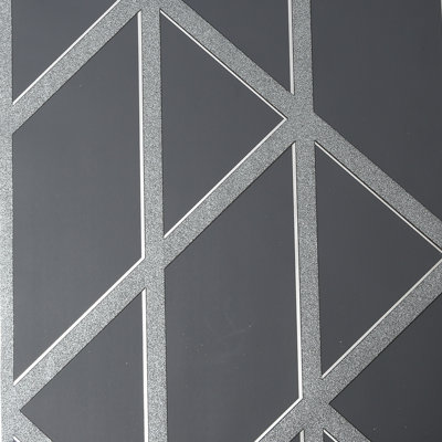 Superfresco Panel Glitter Geometric Charcoal Wallpaper