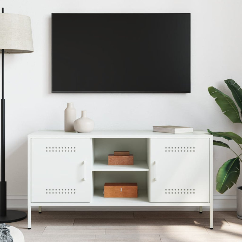 Aleshia Unfinished TV Stand for TVs up to 24", Highgloss Sand Grey